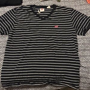 Levi's Black and White Striped Short Sleeve Tee